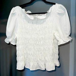 Ruffle shirt sleeve white T-shirt. From H&M